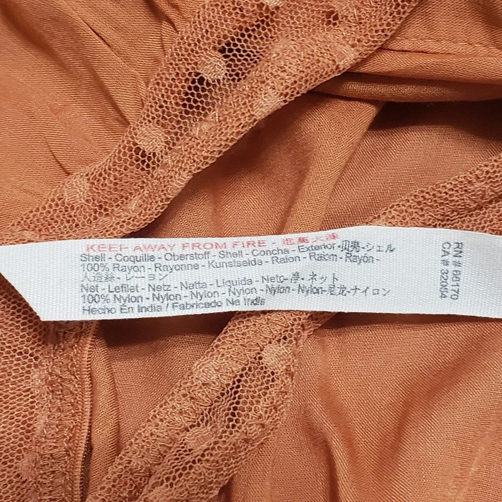 VTG Intimately Free People Call Me Later Bodysuit Orange Mesh Swiss Dot Small